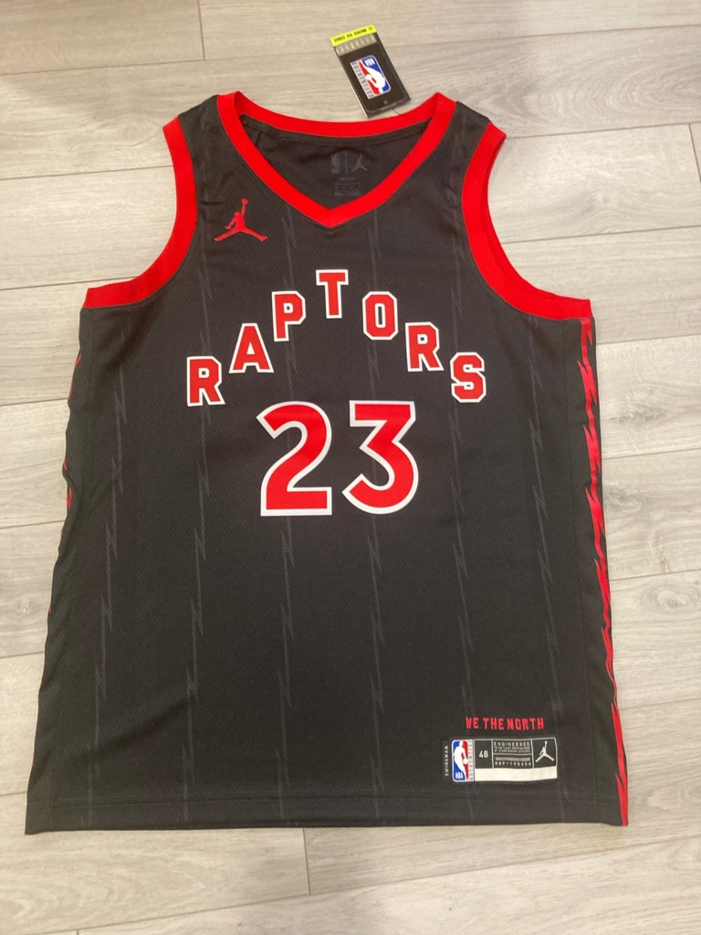Jordan Black and Red Toronto Raptors NBA V-neck Jersey